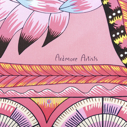 Hermes Silk The Savana Dance Wash 140 Scarf Rose Malabar Jaune Vieux Rose 3 of 4