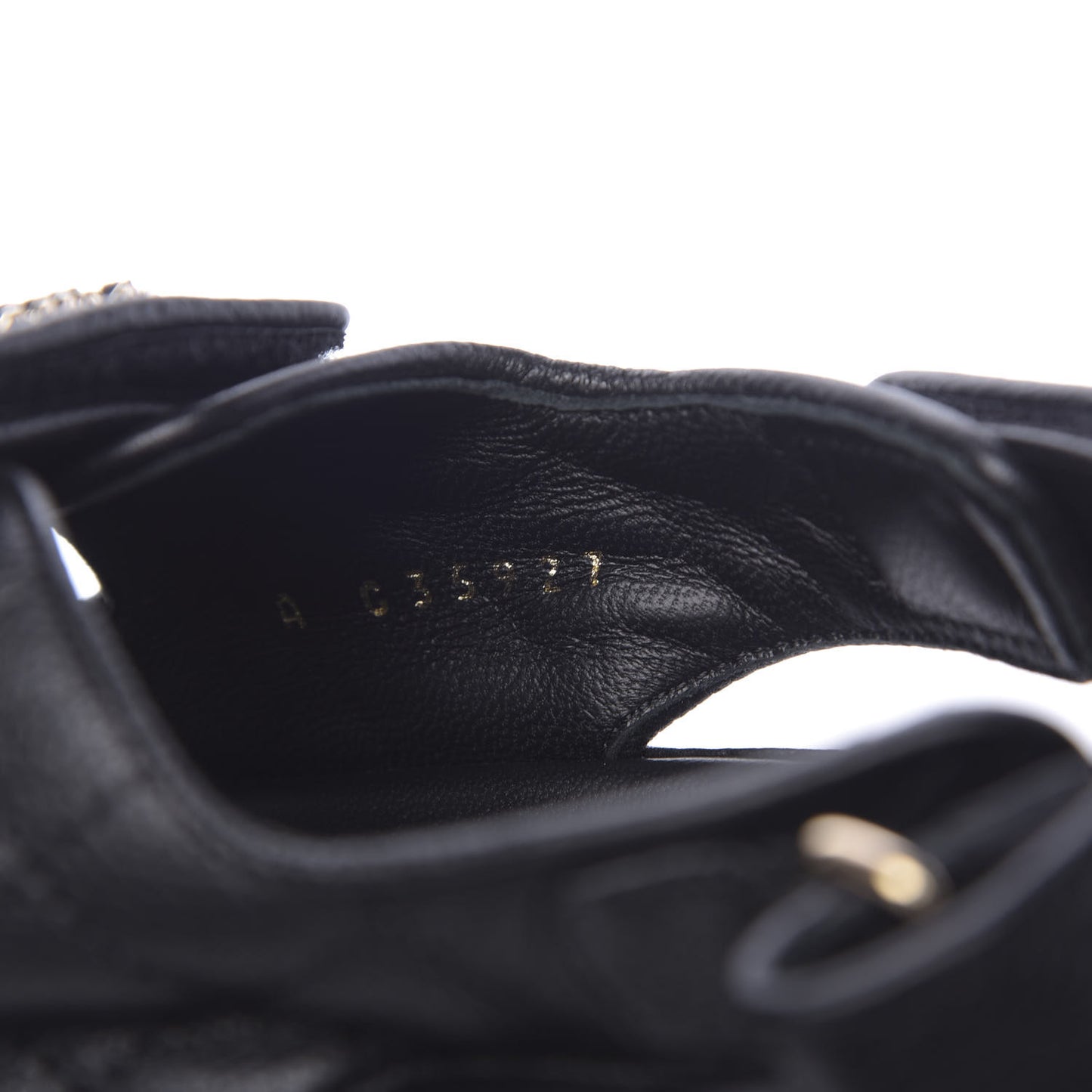 Grained Calfskin Velcro Dad Sandals 38.5 Black