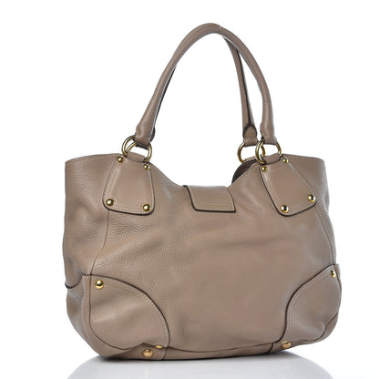 Prada Vitello Daino Pushlock Tote Visone 3 of 13