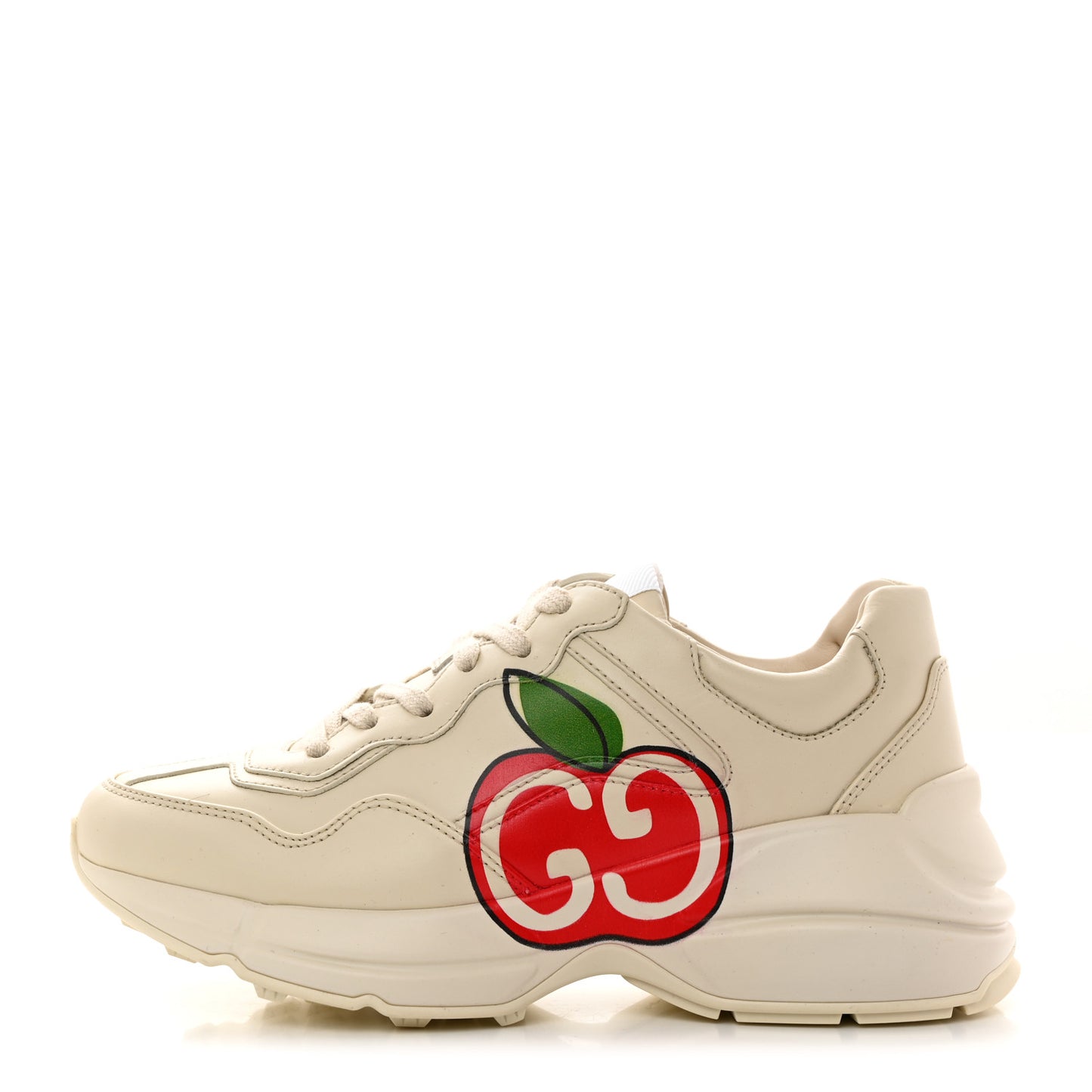 Calfskin GG Apple Womens Rhyton Sneakers 36 Ivory