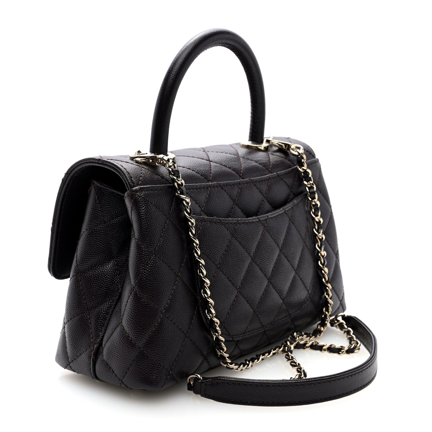 Chanel Caviar Quilted Mini Coco Handle Flap Dark Brown 3 of 10