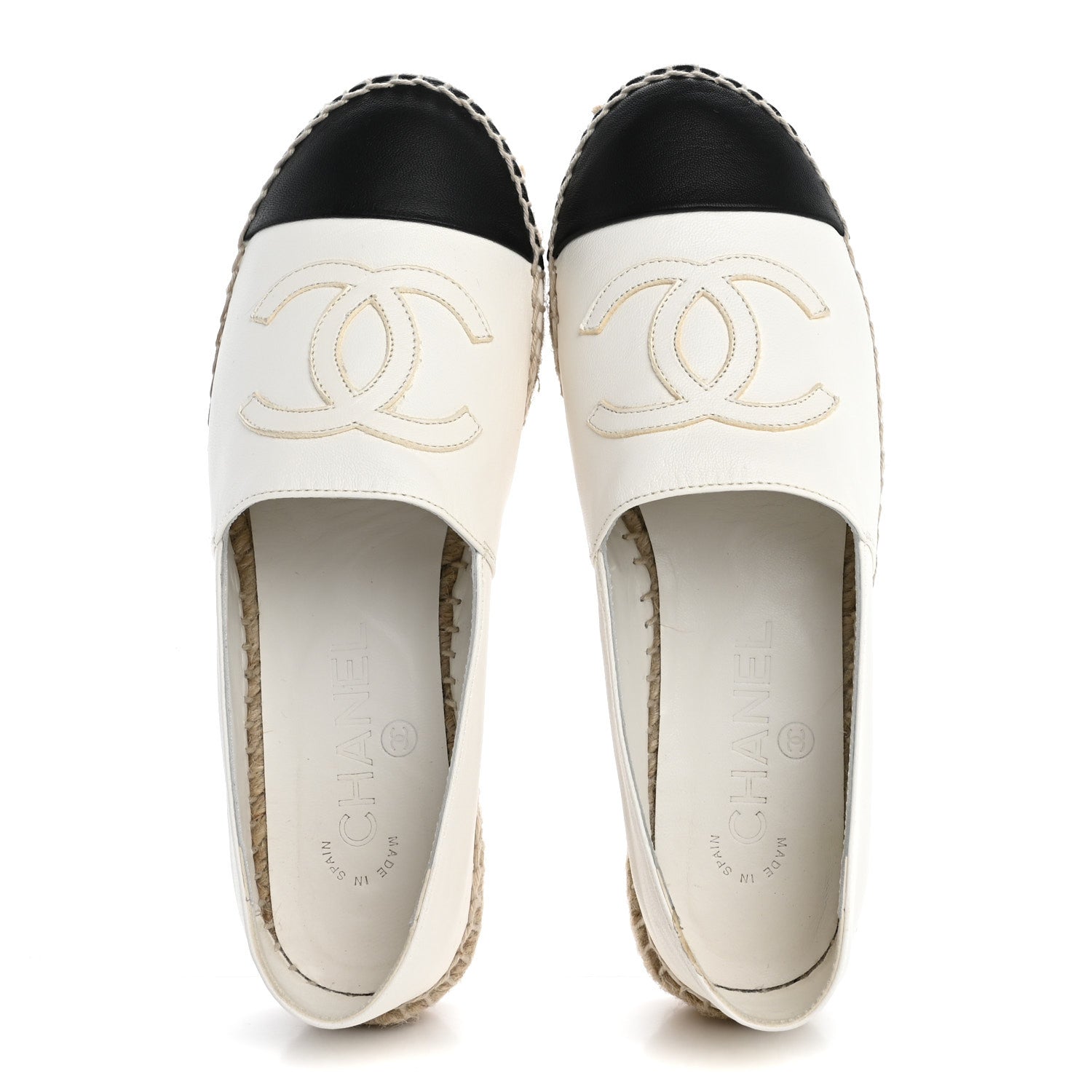 Chanel Lambskin CC Espadrilles 36 White Black 2 of 15