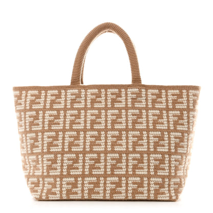 Fendi Cashmere Knit FF Large Shopper Tote Cammello 1 of 10