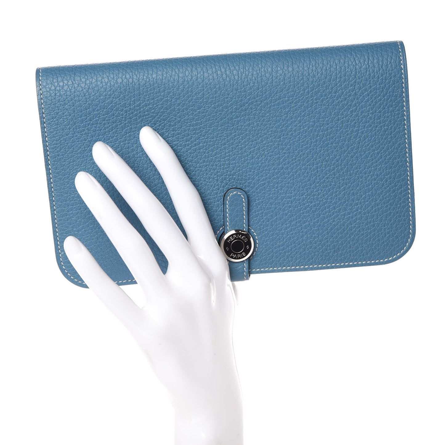 Taurillon Clemence Dogon Duo Wallet Blue Jean