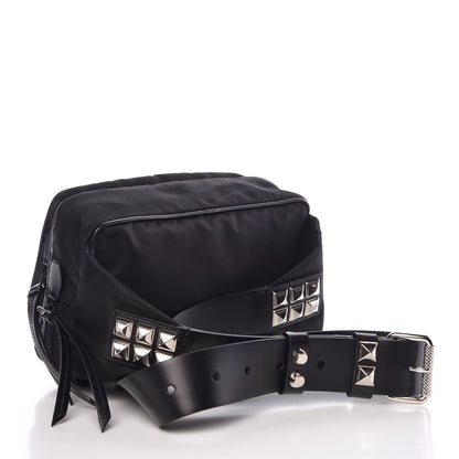 Prada Tessuto Nylon Calfskin Studded Belt Bag Black 3 of 7