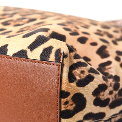 Valentino Garavani Canvas Nappa Leopard Print Rockstud Tote Brown 10 of 12