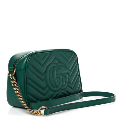 Gucci Calfskin Matelasse Small GG Marmont Chain Shoulder Bag Emerald Green 3 of 11