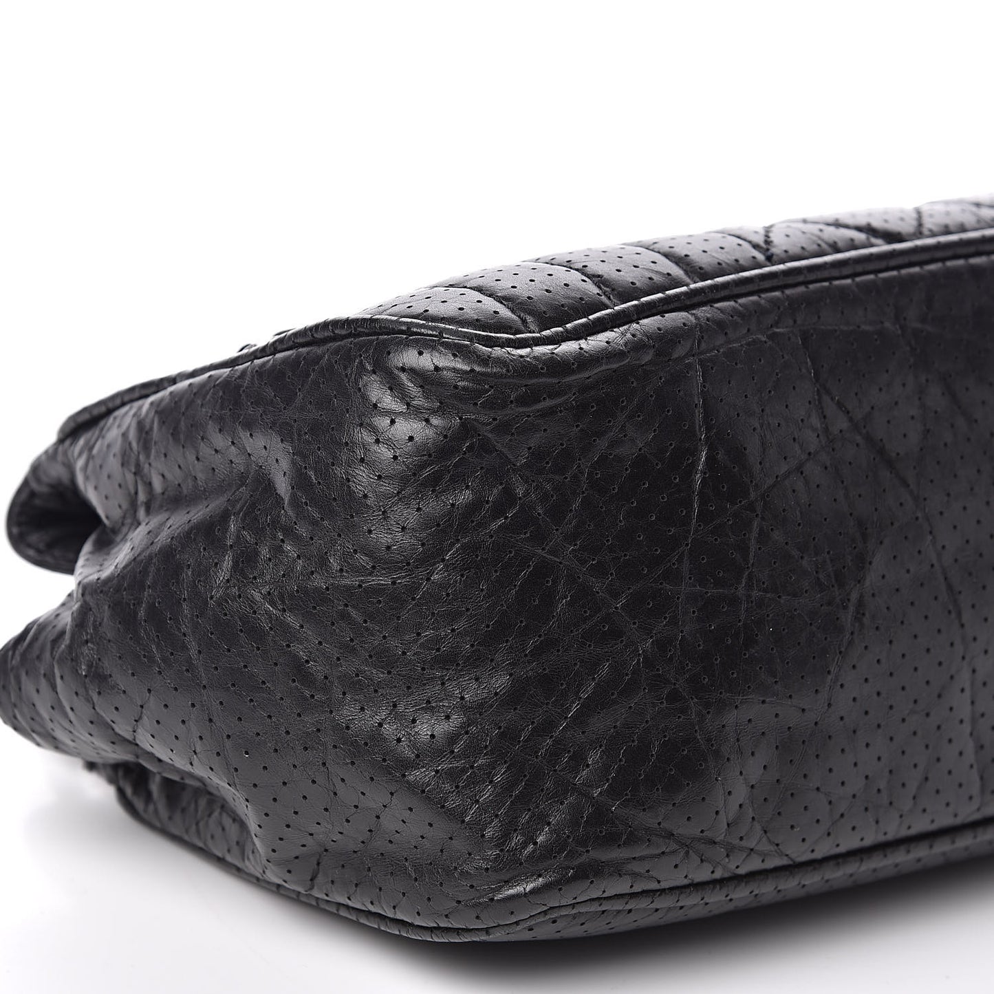 Calfskin Perforated 50's Satchel Black