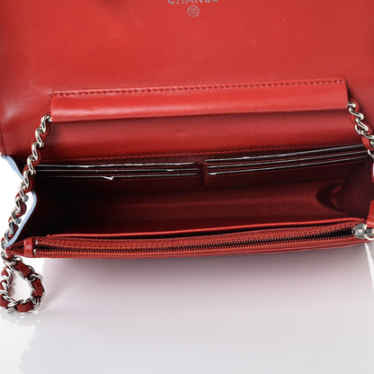 Chanel Lambskin Quilted Tri-Color Wallet On Chain WOC Red 5 of 10