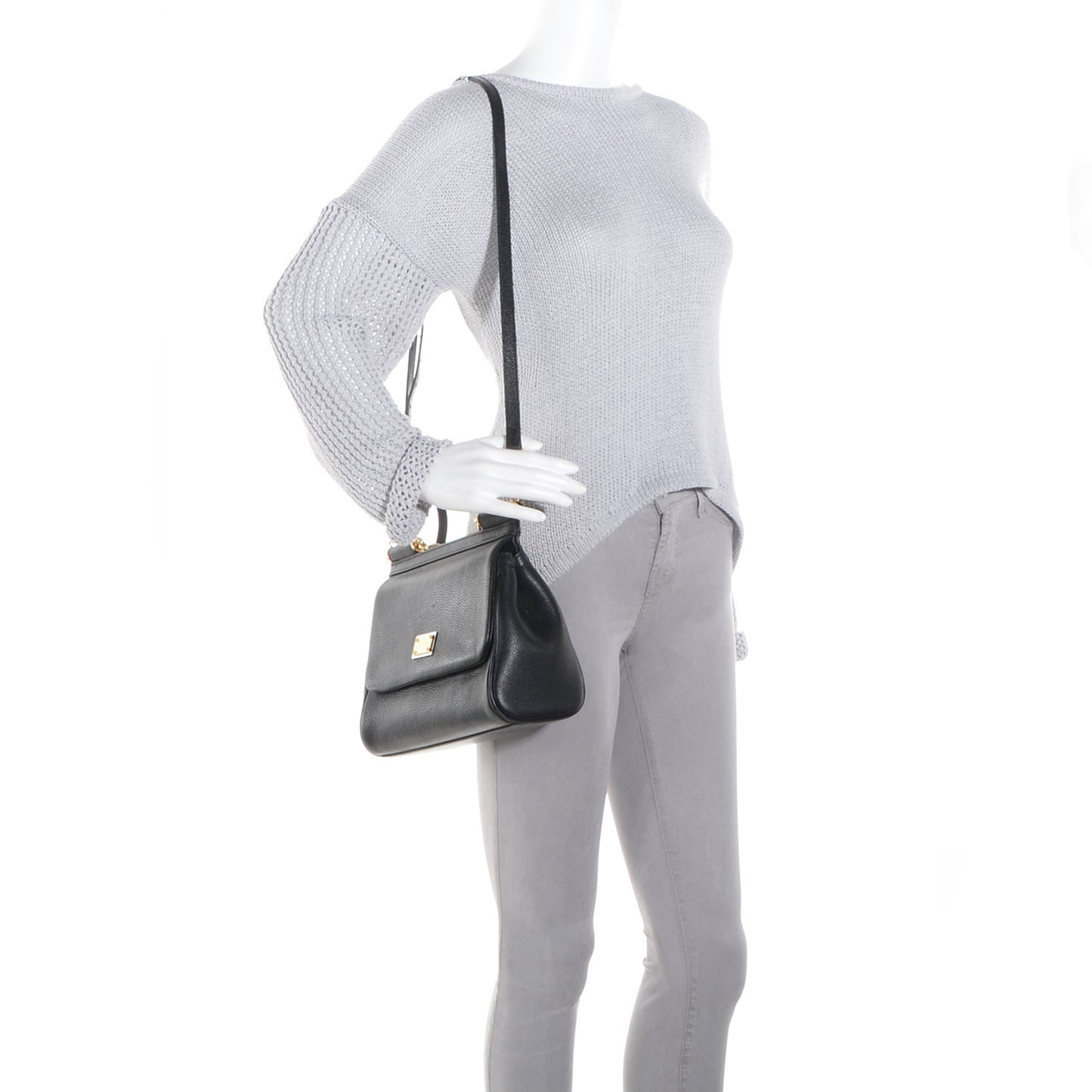 Grained Deerskin Small Miss Sicily Satchel Black