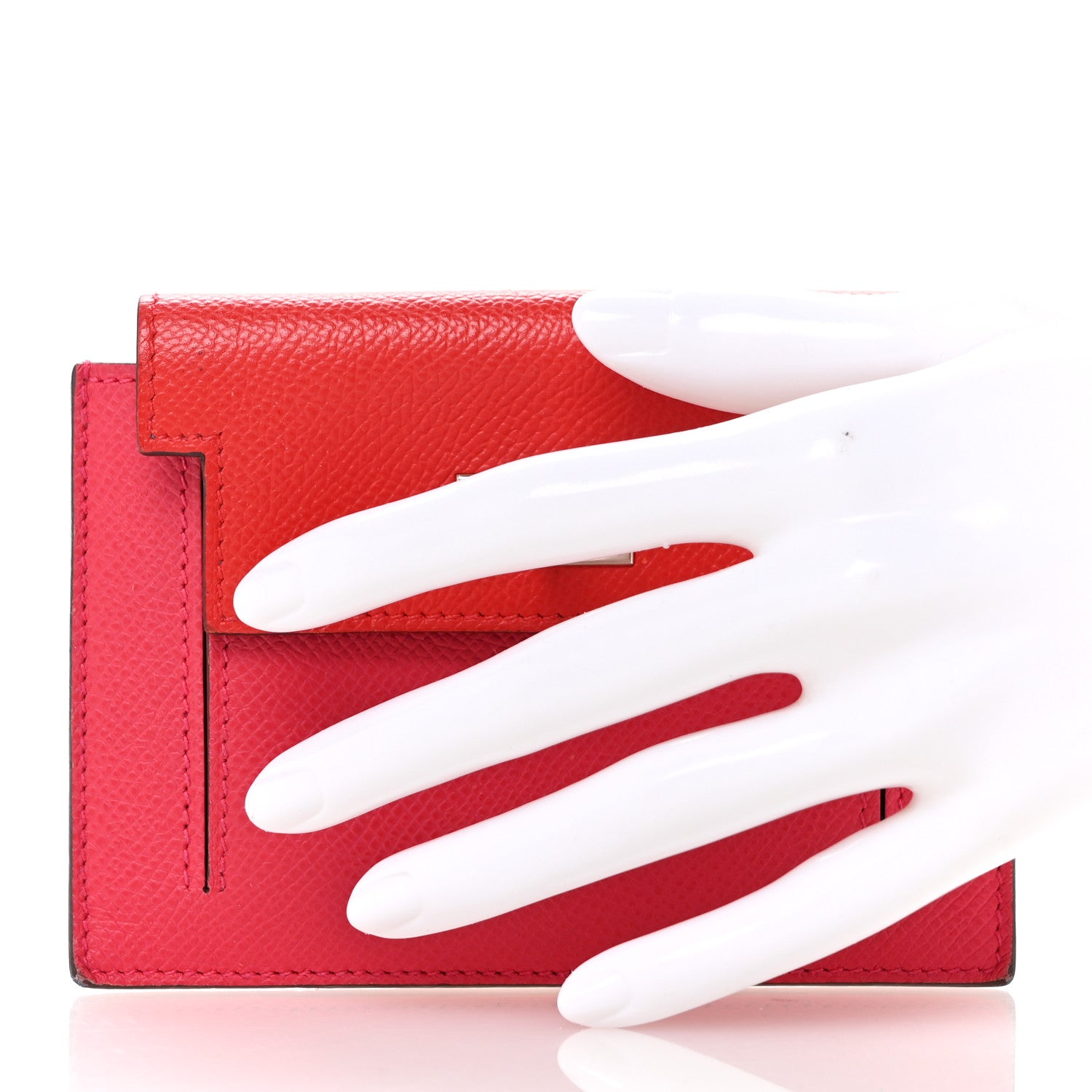 Hermes Epsom Tri-Color Kelly Pocket Compact Wallet Rouge Coeur Rose Extreme Bleu Zanzibar 2 of 9