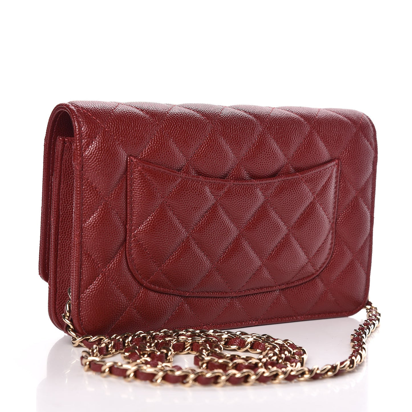 Caviar Quilted Wallet On Chain WOC Dark Red