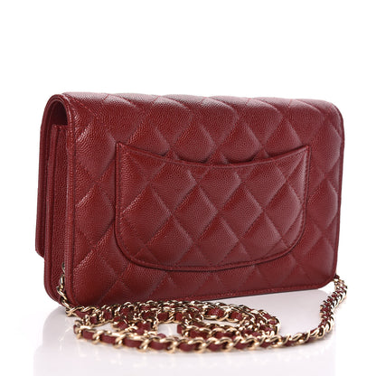Chanel Caviar Quilted Wallet On Chain WOC Dark Red 3 of 12