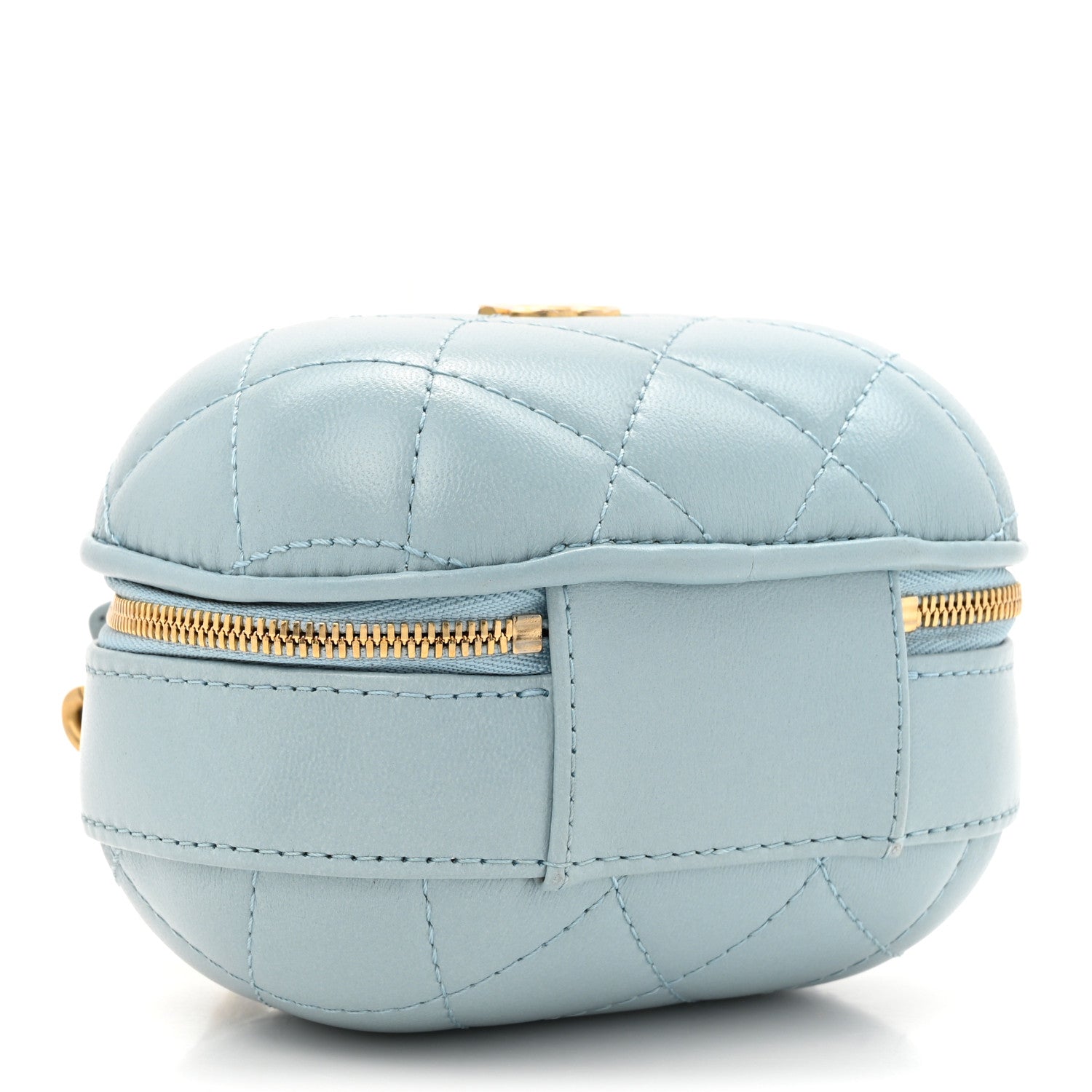 Chanel Lambskin Quilted CC Bubble Vanity Case With Chain Light Blue 4 of 10