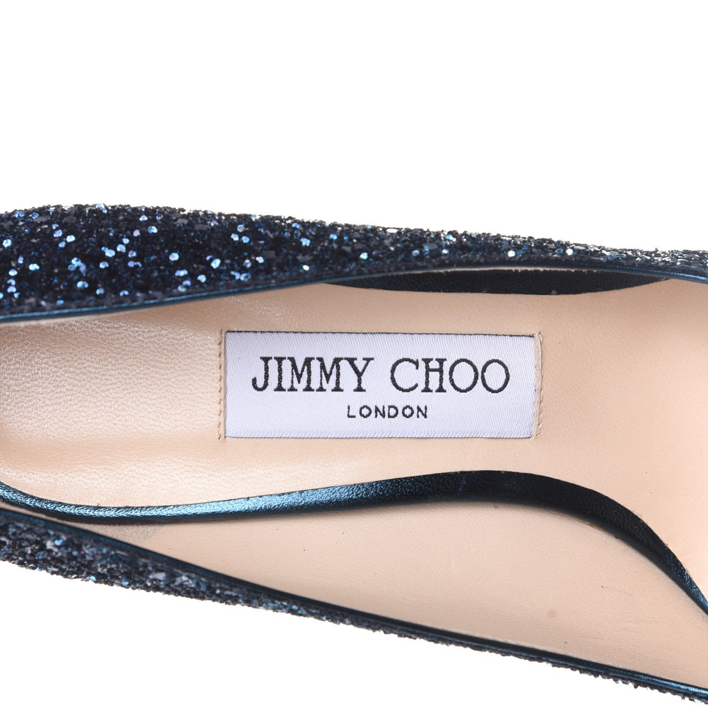 Glitter Pointy Toe Romy 100 Pumps 37.5 Peacock Navy