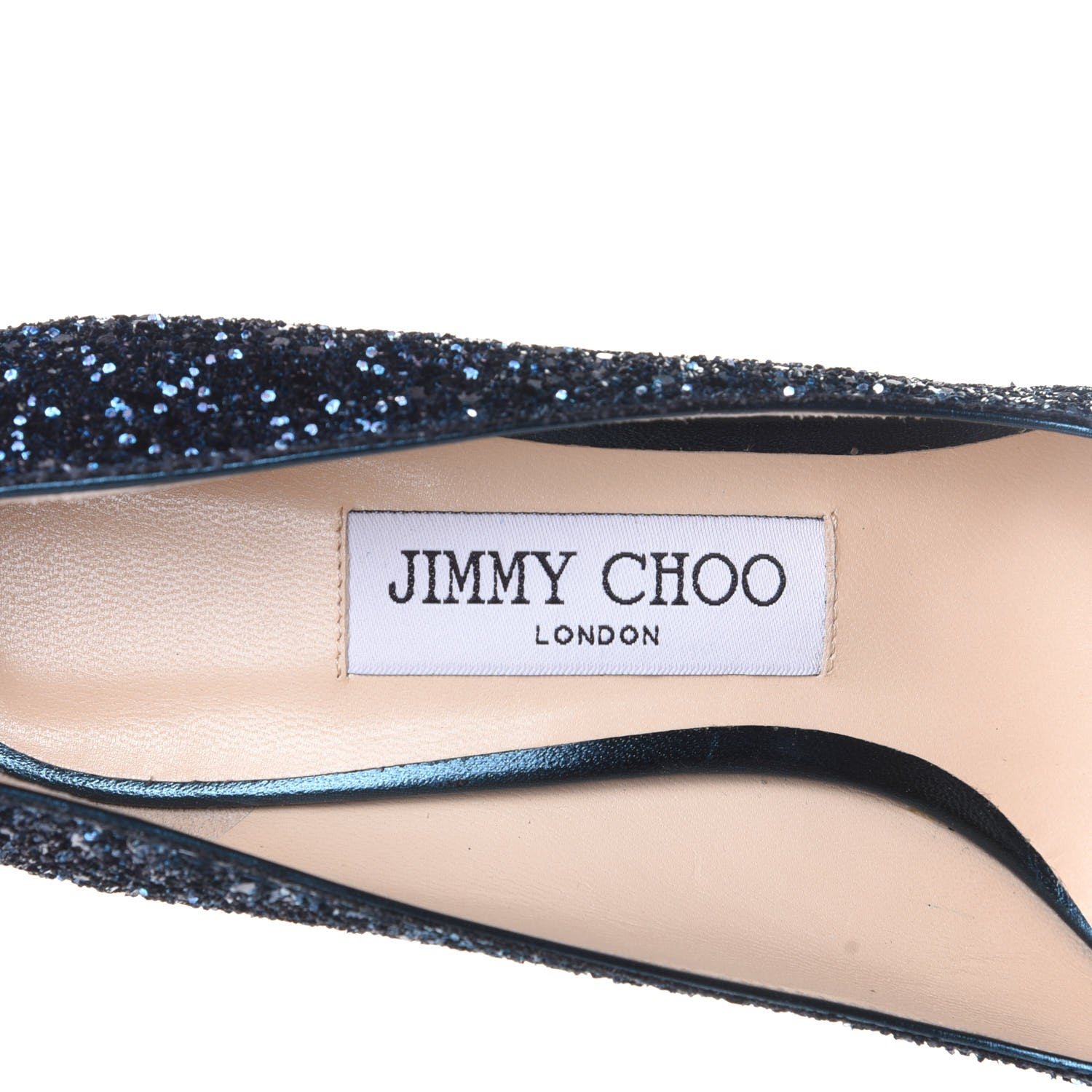 Jimmy Choo Glitter Pointy Toe Romy 100 Pumps 37.5 Peacock Navy 9 of 10