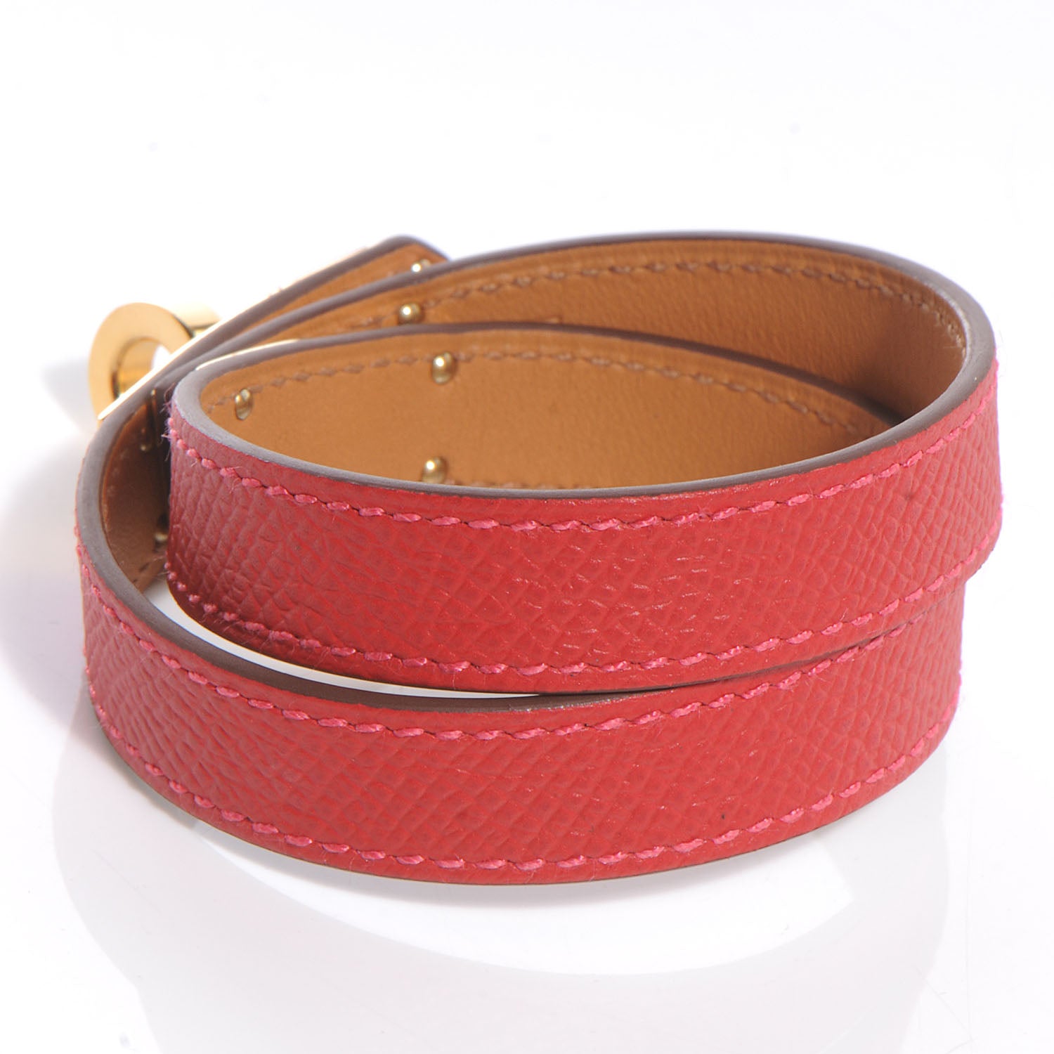 Hermes Epsom Kelly Double Tour Bracelet Rouge Casaque Small 4 of 7
