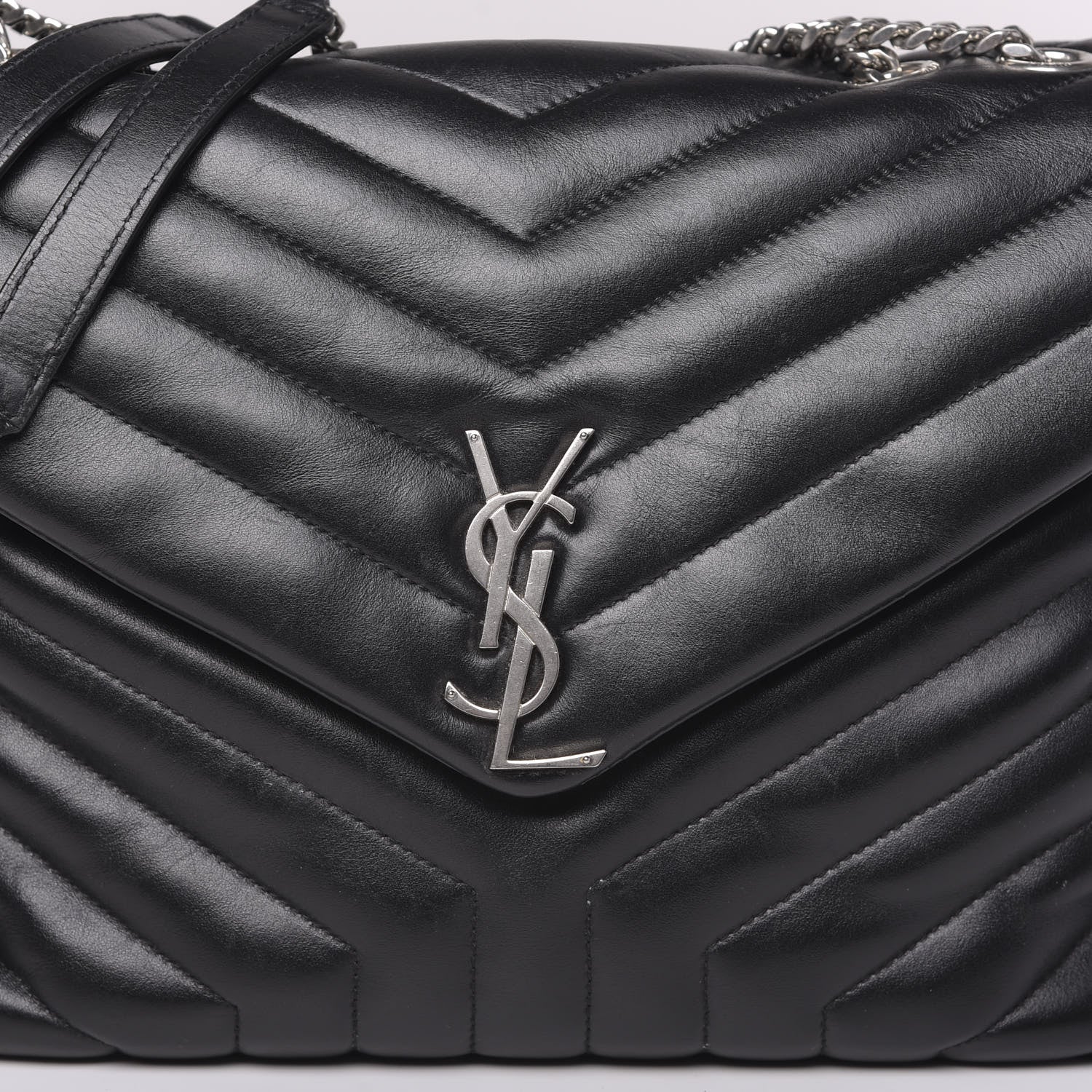 Saint Laurent Calfskin Y Quilted Monogram Medium Loulou Chain Satchel Black 7 of 12