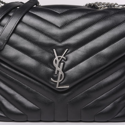 Saint Laurent Calfskin Y Quilted Monogram Medium Loulou Chain Satchel Black 7 of 12