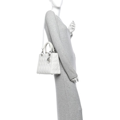 Christian Dior Lambskin Cannage Medium Lady Dior White 2 of 12
