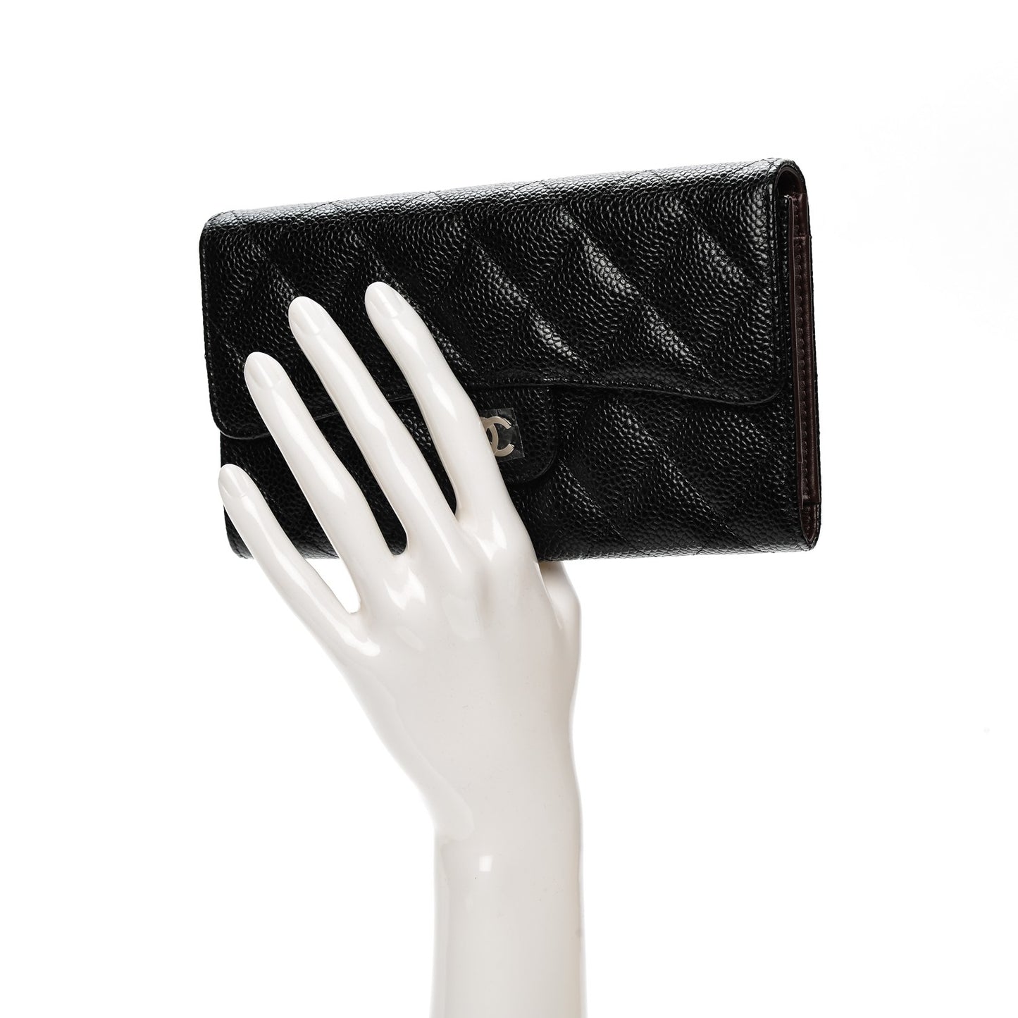 Caviar Quilted Large Flap Wallet Black