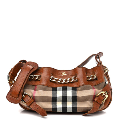 Burberry Grainy Calfskin House Check Margaret Bag Tan 1 of 11