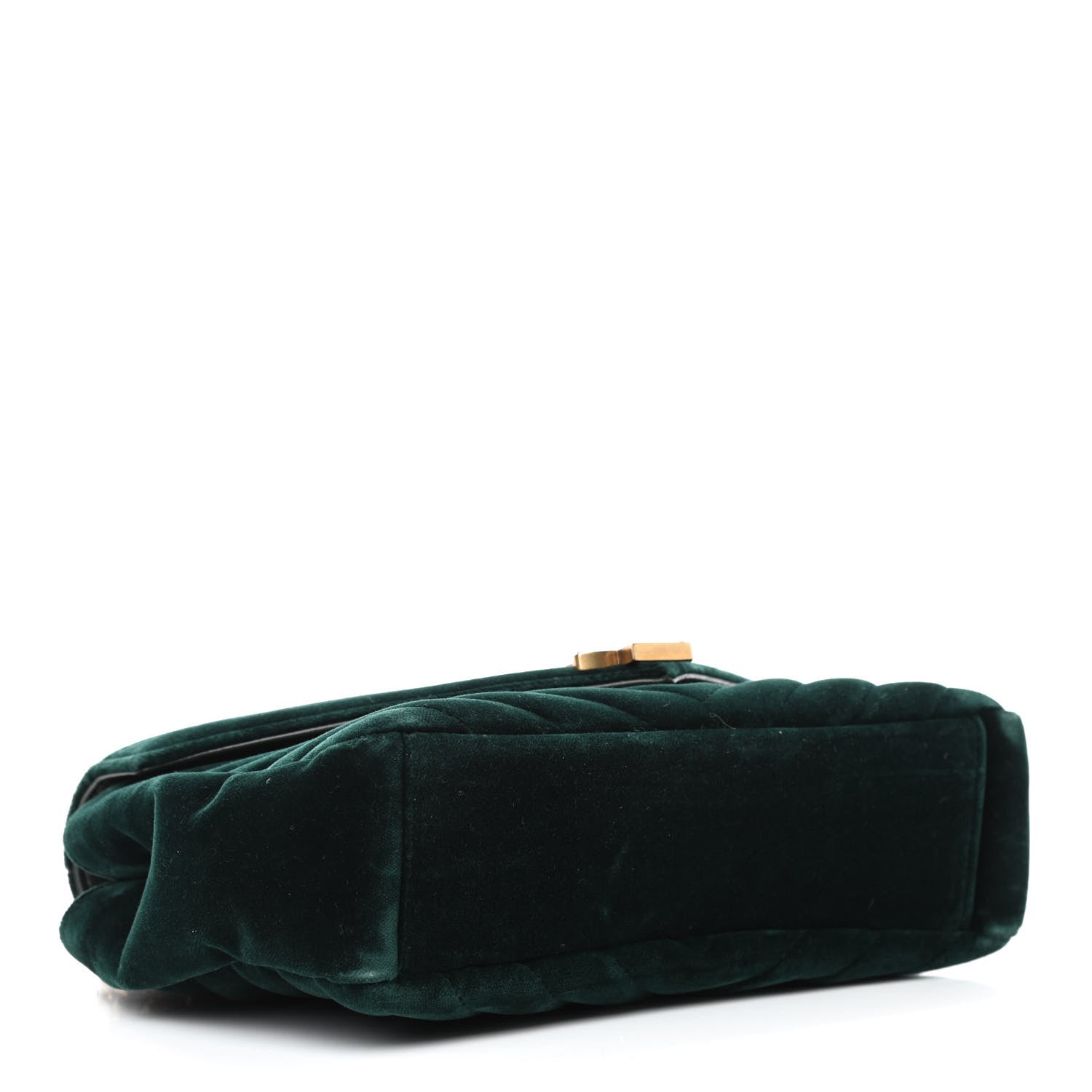 Saint Laurent Velvet Matelasse Chevron Medium Monogram Chain Bag New Dark Green 4 of 10