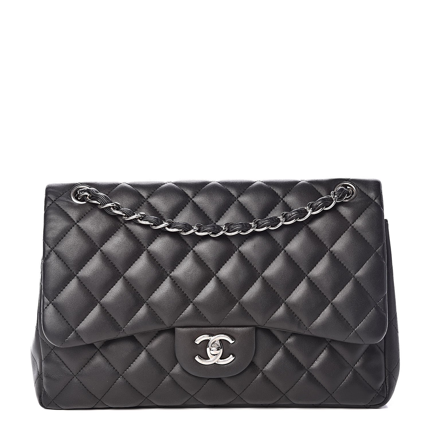 Chanel Lambskin Quilted Jumbo Double Flap Black 1 of 11