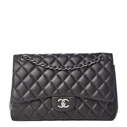 Chanel Lambskin Quilted Jumbo Double Flap Black 1 of 11