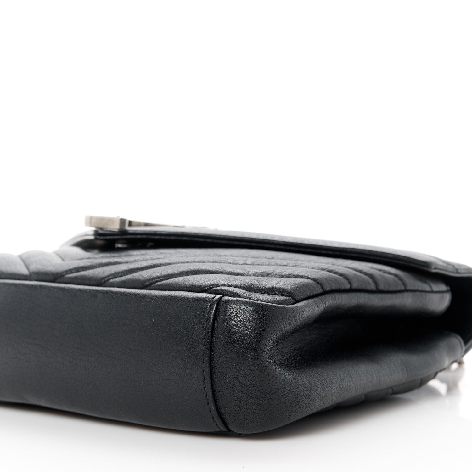 Saint Laurent Sheepskin Matelasse Chevron Monogram Medium College Bag Black 11 of 11