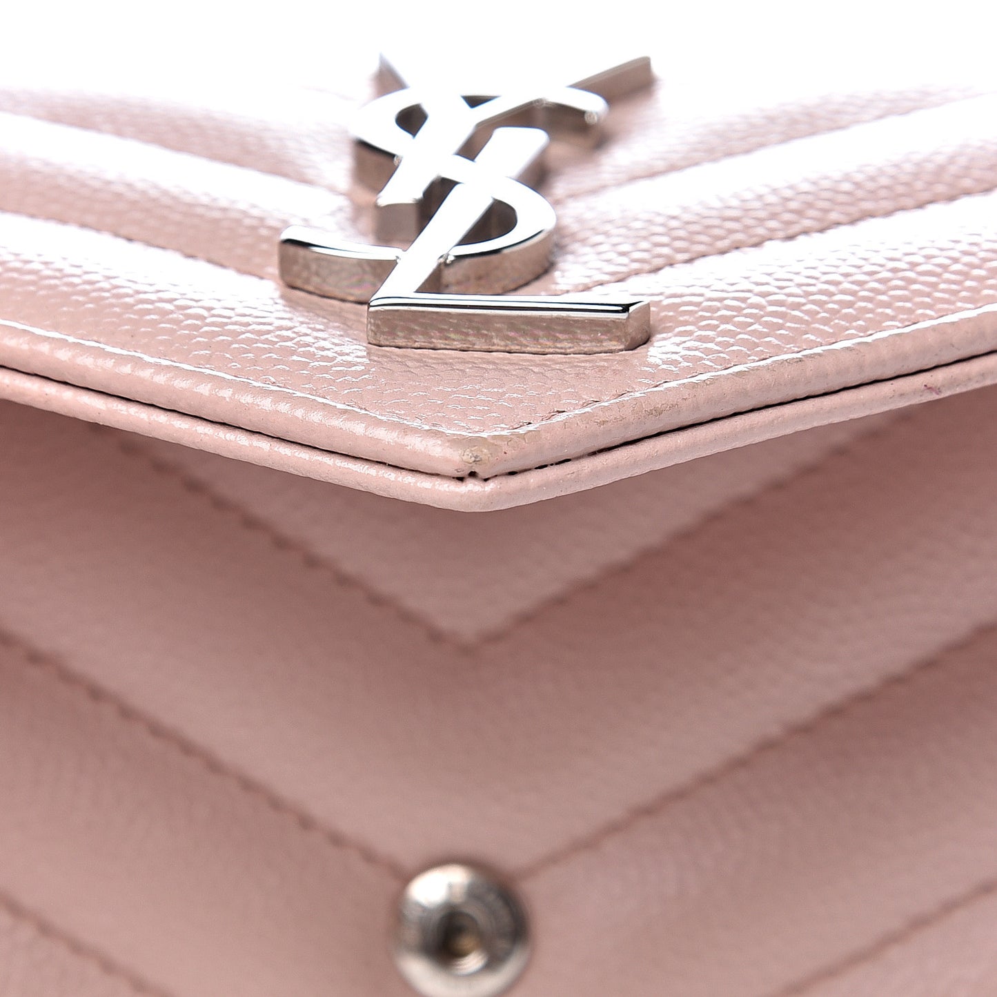 Grain De Poudre Matelasse Chevron Small Monogram Envelope Wallet Pale Pink