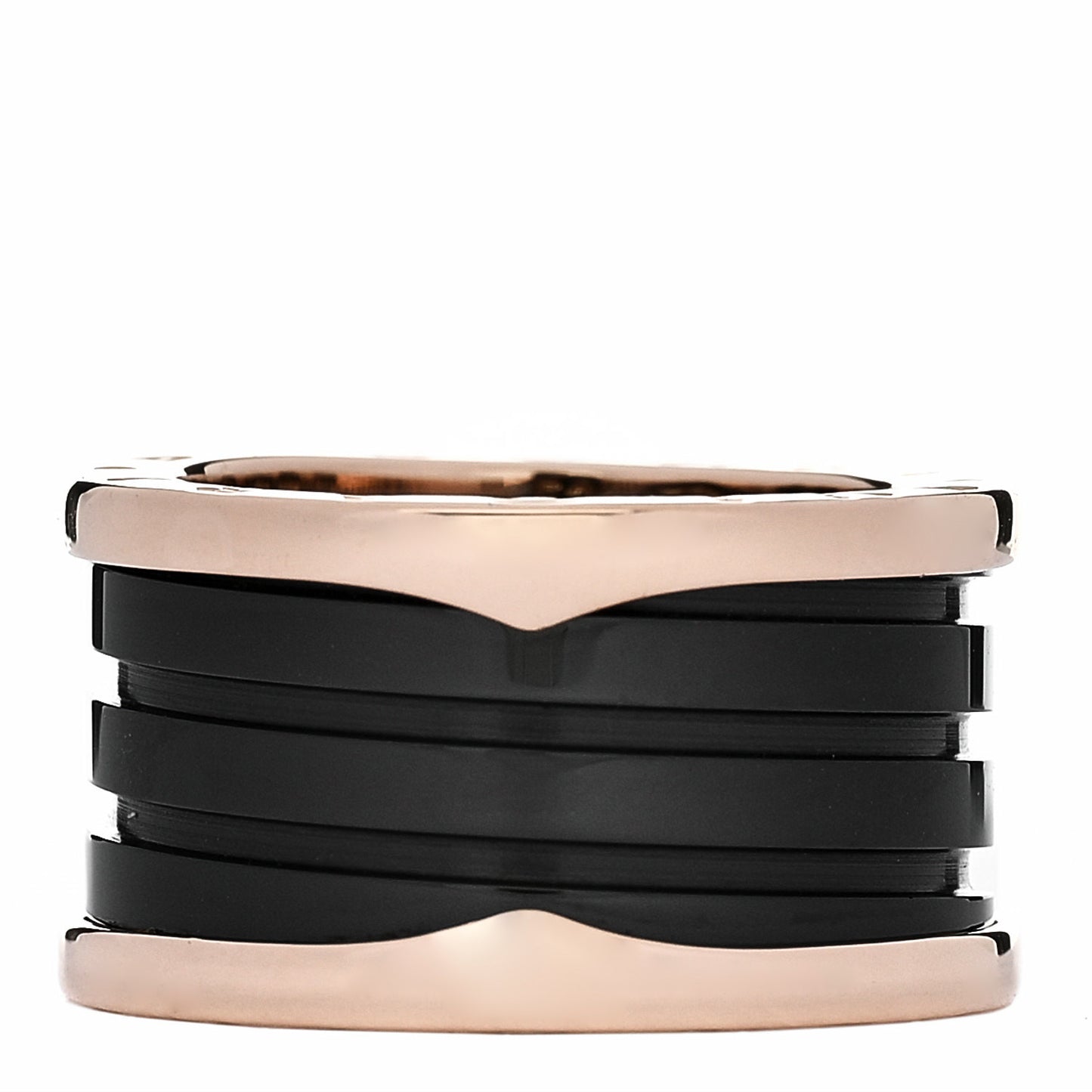 18K Rose Gold Black Ceramic B.Zero1 Four-Band Ring 53 6.25