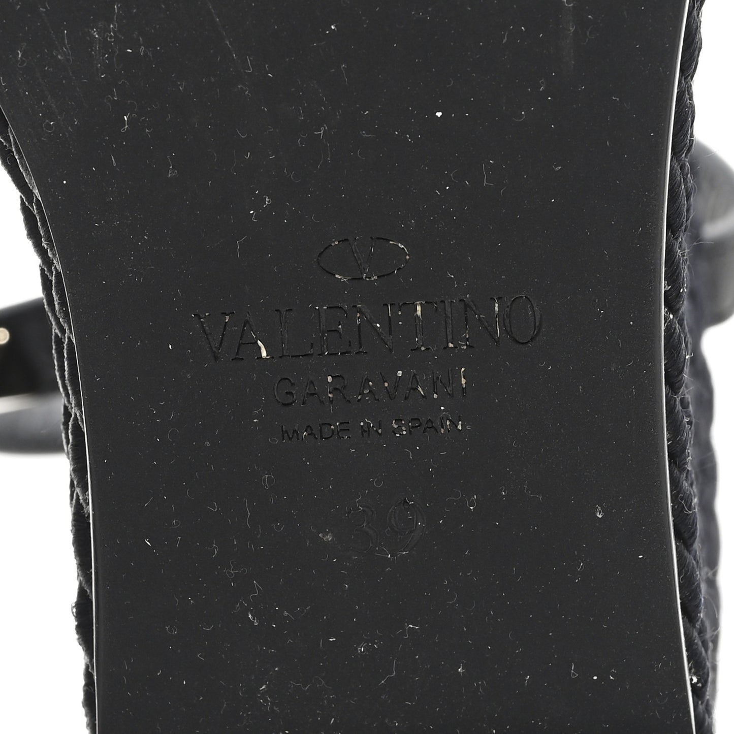 Calfskin Rockstud Ankle Strap Torchon Espadrille Caged 25/95mm Wedge Sandals 39 Black