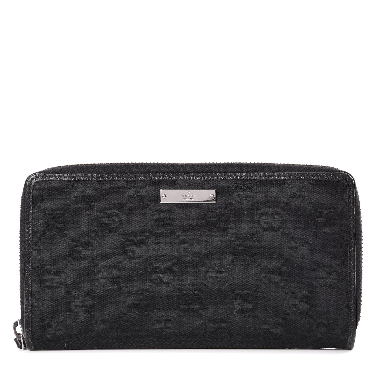 Monogram Metal Bar Zip Around Wallet Black