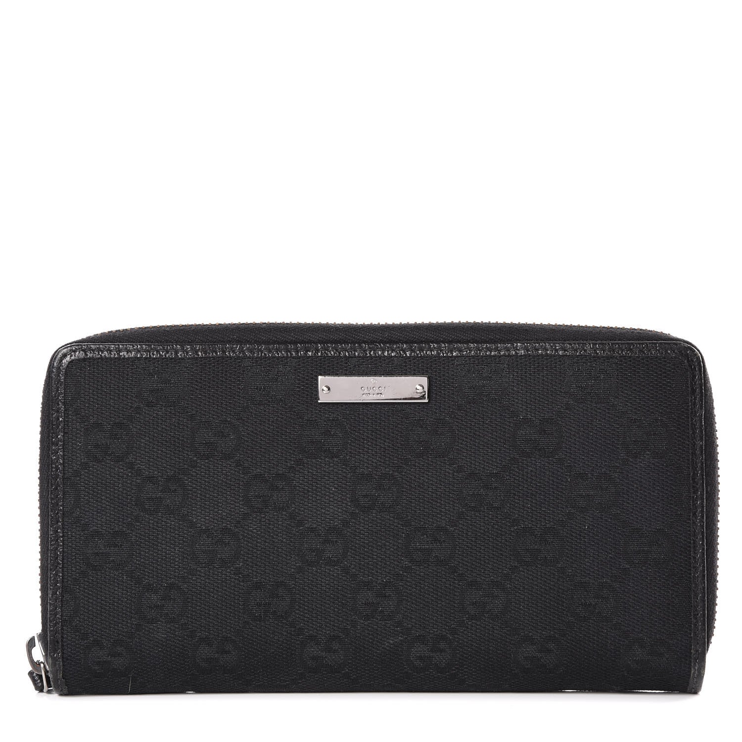 Gucci Monogram Metal Bar Zip Around Wallet Black 1 of 10