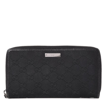 Gucci Monogram Metal Bar Zip Around Wallet Black 1 of 10