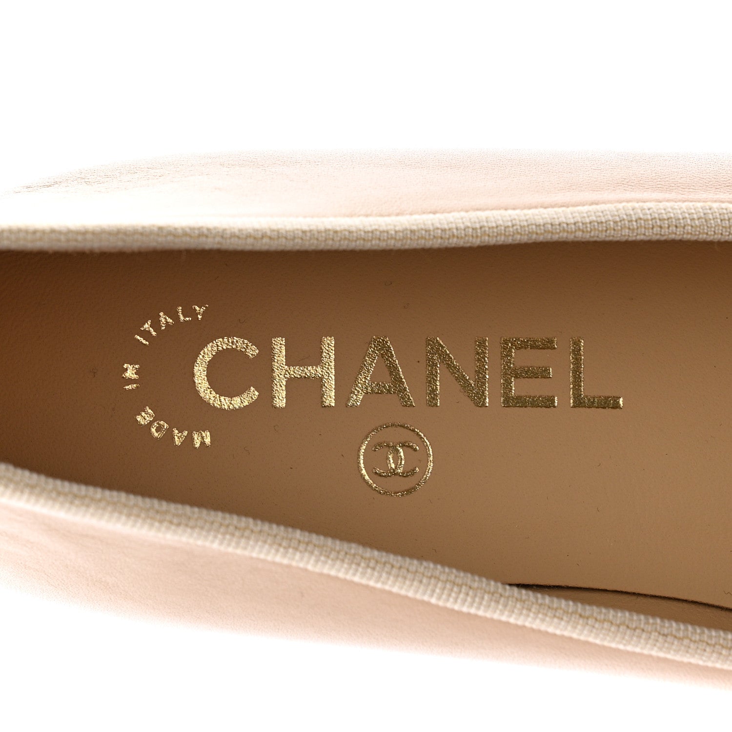 Chanel Lambskin Cap Toe CC Ballerina Flats 37 Beige Black 8 of 16