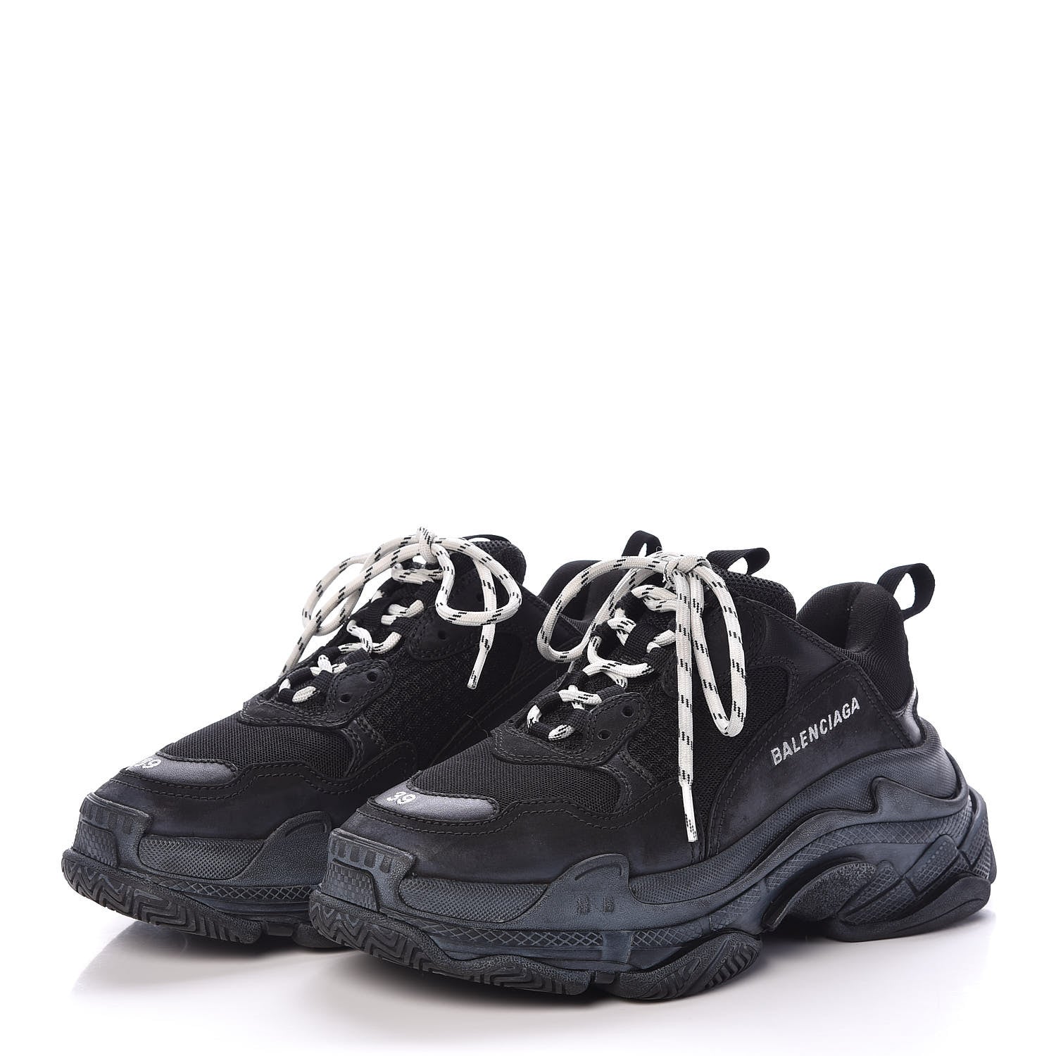 Balenciaga Mesh Nubuck Mens Triple S Sneakers 39 Black 3 of 8