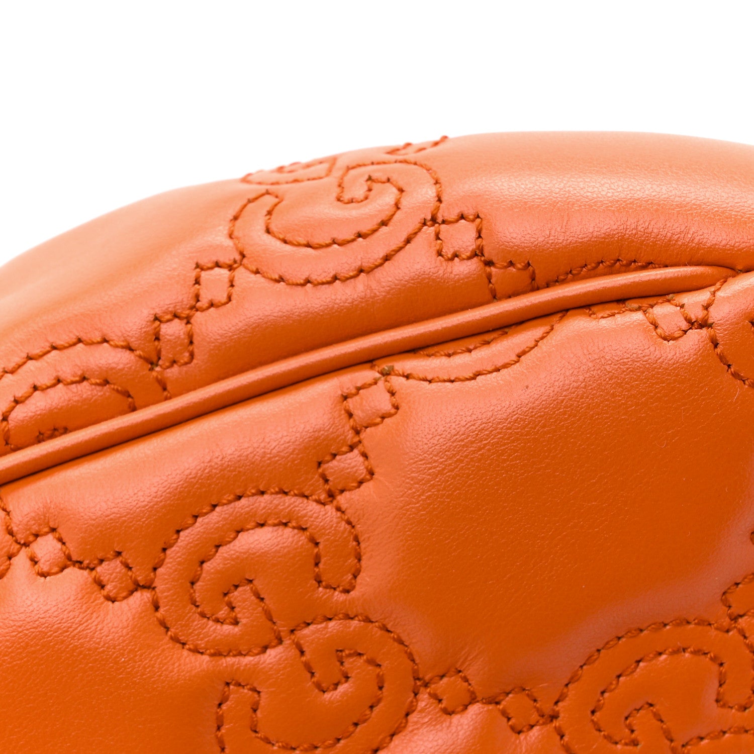 Gucci Calfskin GG Matelasse Chain Handbag Deep Orange Natural 11 of 11