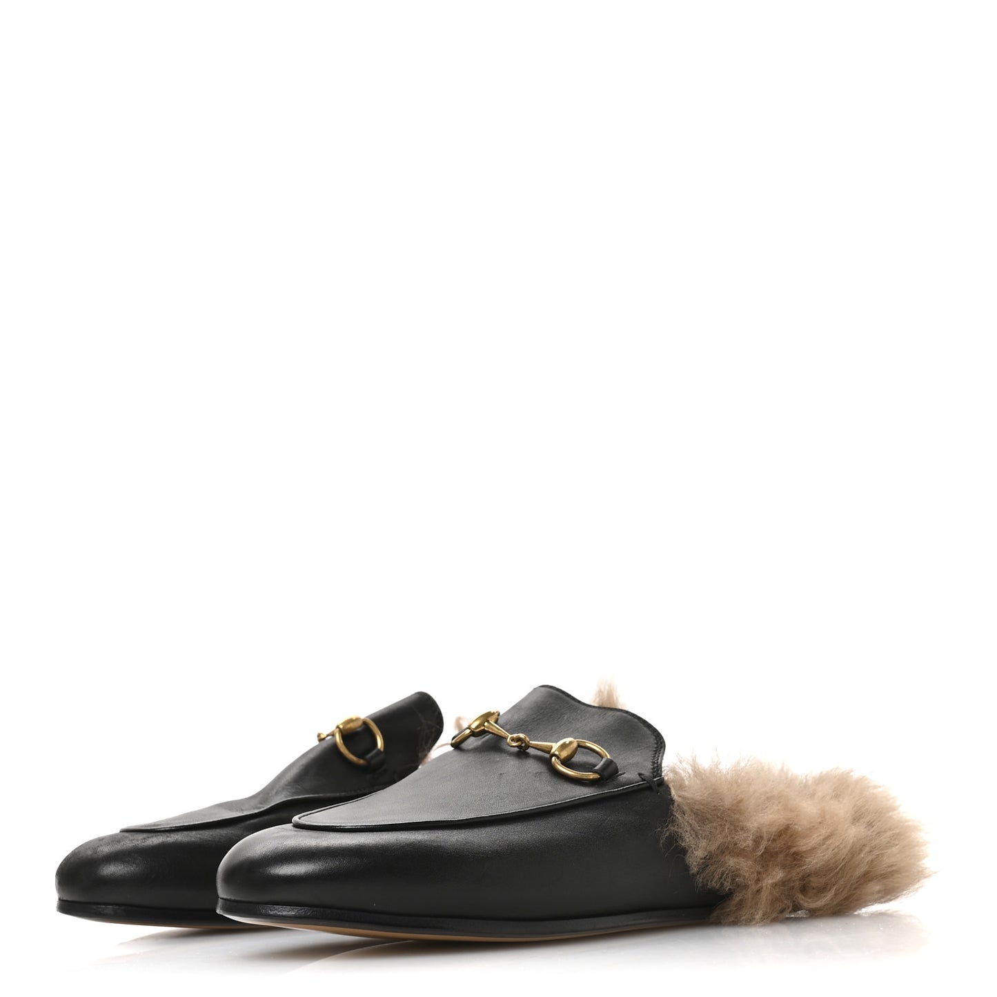 Calfskin Fur Womens Princetown Slippers 36 Black