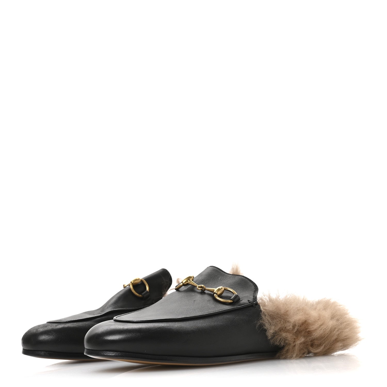 Gucci Calfskin Fur Womens Princetown Slippers 36 Black 4 of 7