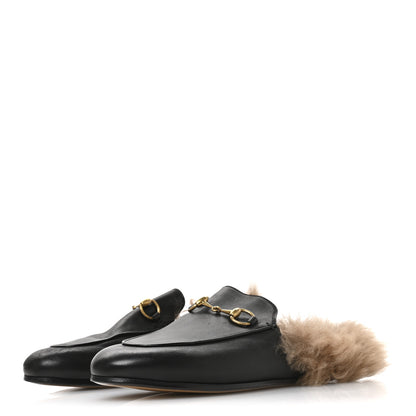 Gucci Calfskin Fur Womens Princetown Slippers 36 Black 4 of 7