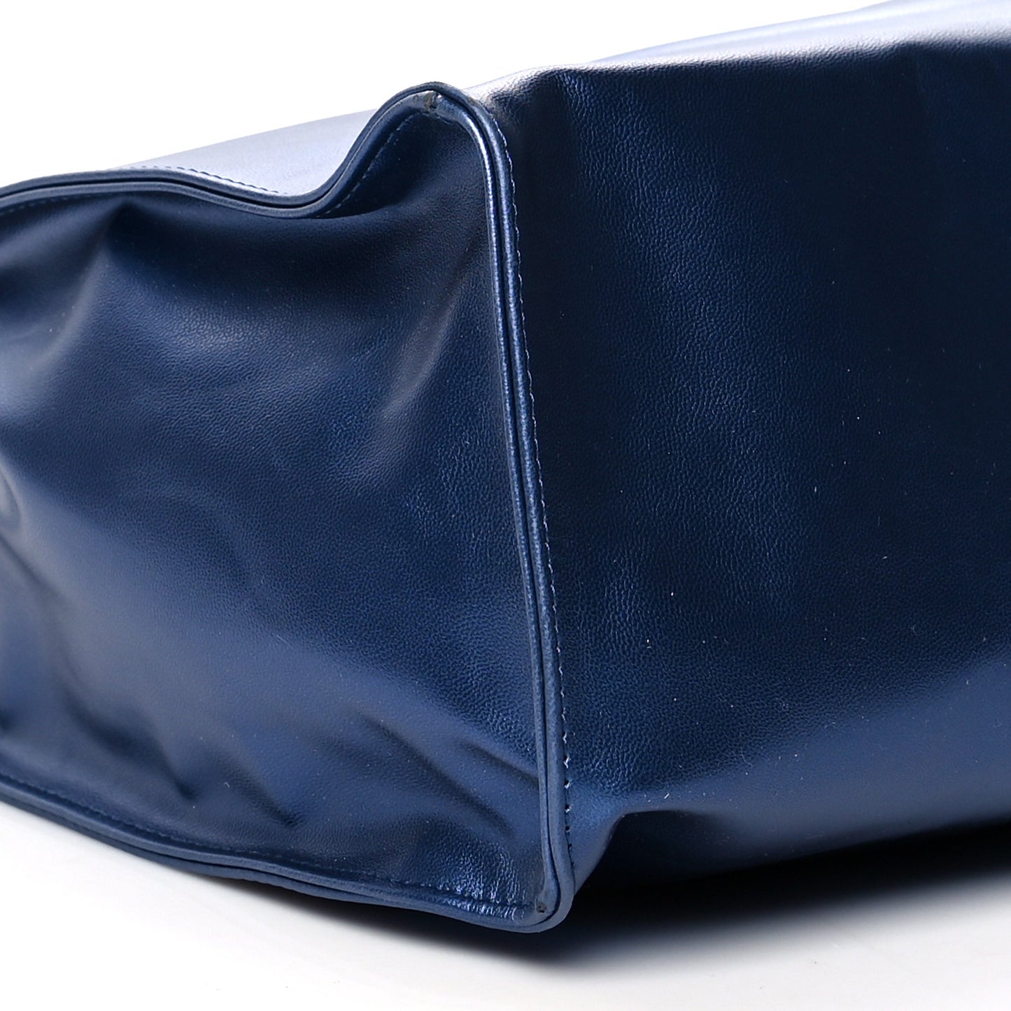 Metallic Vegan Leather Large Shopping Bag Cobalt