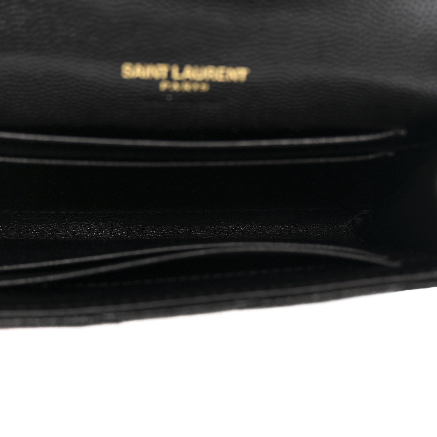Saint Laurent Grain De Poudre Matelasse Chevron Small Monogram Envelope Wallet Black 5 of 8