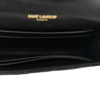 Saint Laurent Grain De Poudre Matelasse Chevron Small Monogram Envelope Wallet Black 5 of 8