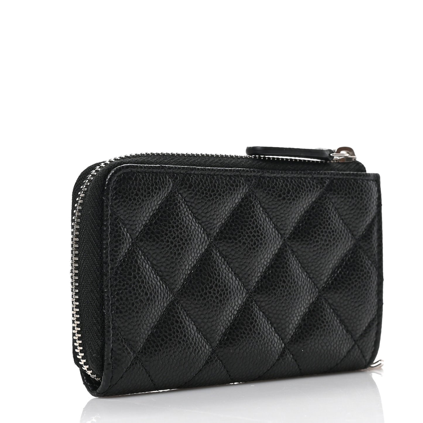 Caviar Quilted Zipped Key Holder Case Black