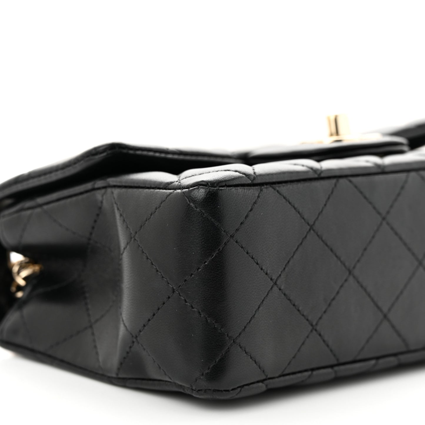 Lambskin Quilted Mini Rectangular Flap Black