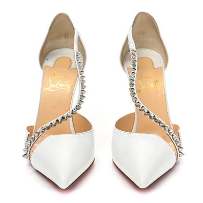 Christian Louboutin Kid PVC Spike Cross 100 Pumps 35 White Silver 2 of 17
