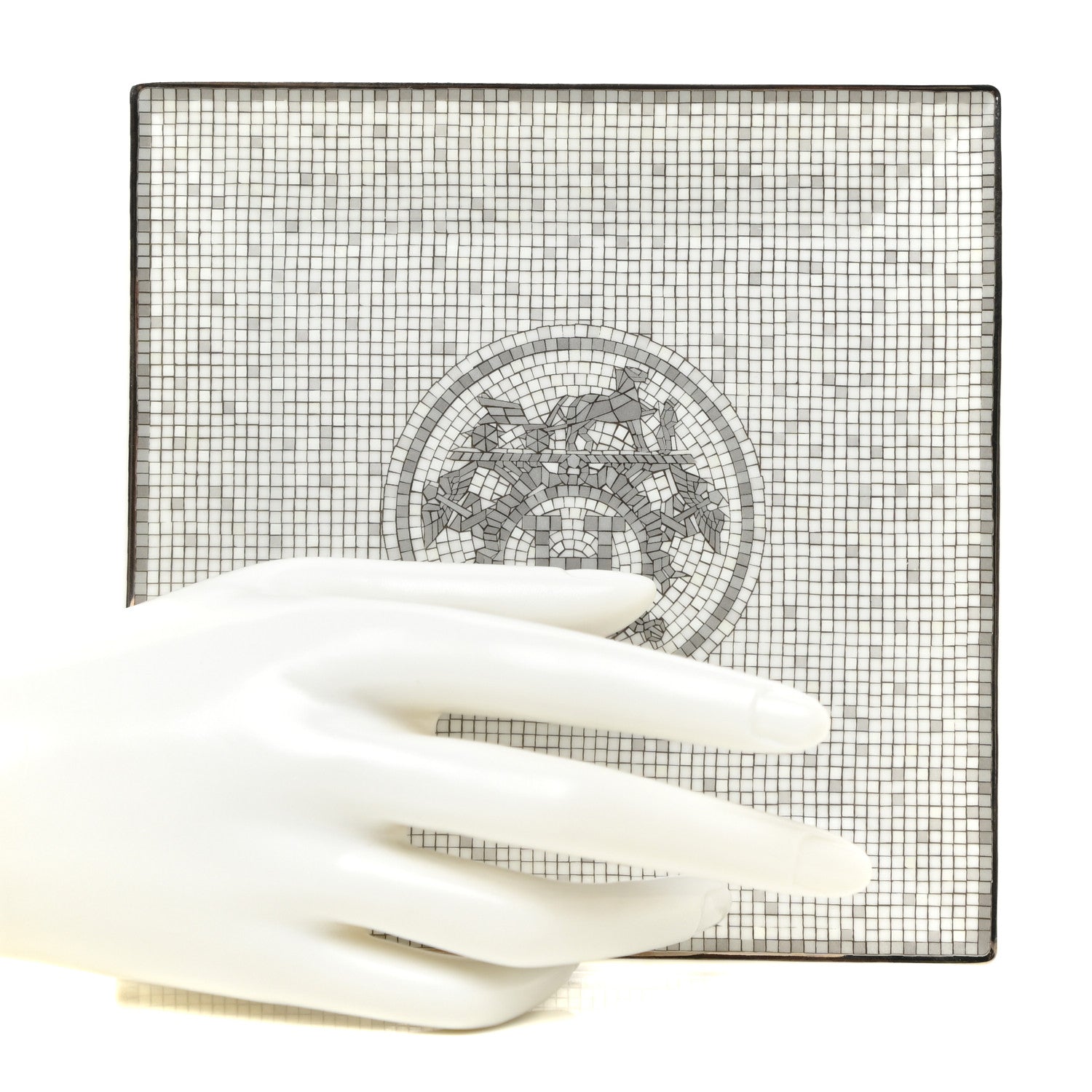 Hermes Porcelain Mosaique Au 24 Platinum Square Plate N°3 2 of 7