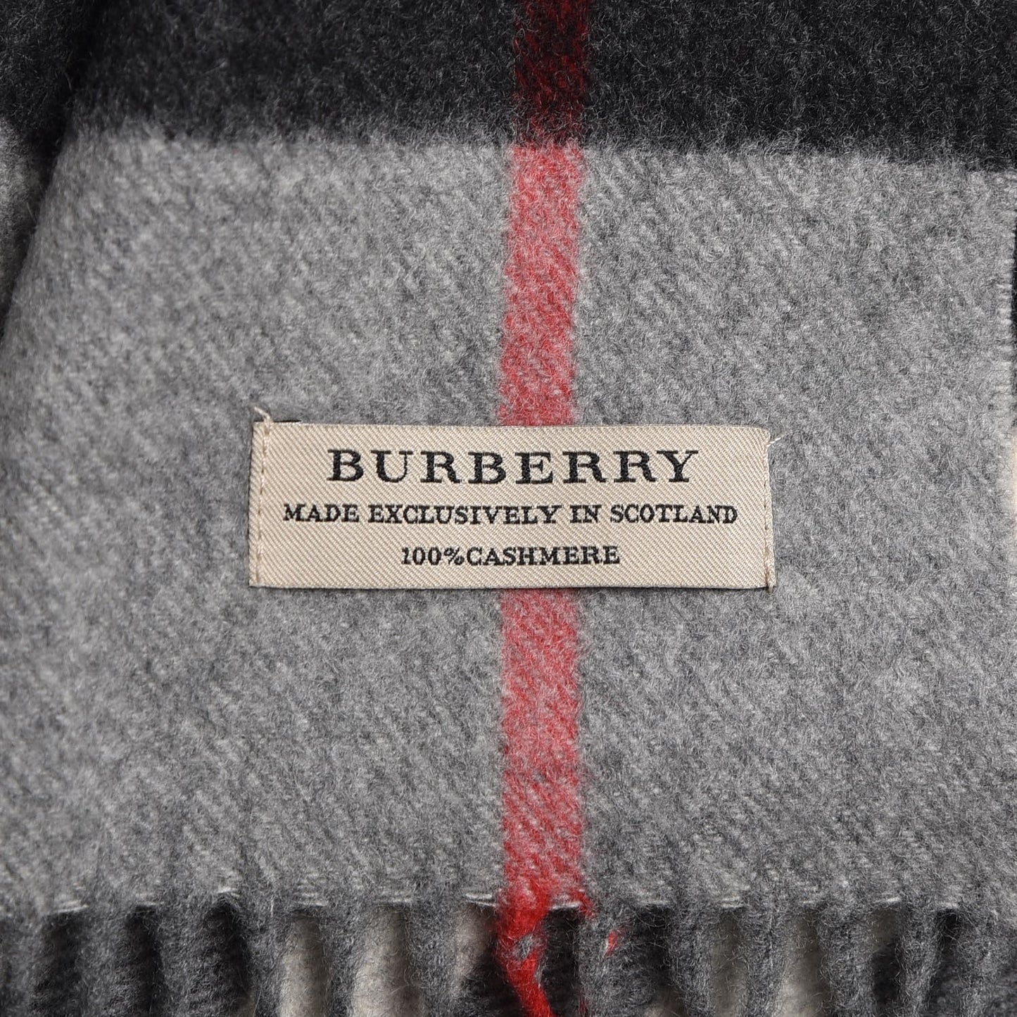 Cashmere Giant Check Fringe Scarf Grey